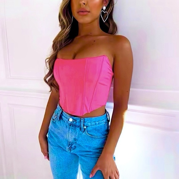 HP!✨Neon pink strapless boned corset top - Picture 10 of 10